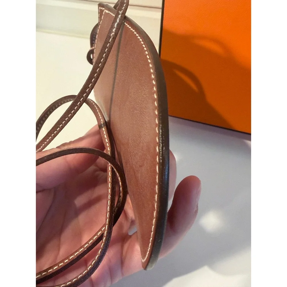 Hermes In-the-Loop Phone Holder Brown Leather Neck Strap Case Made‎ in France